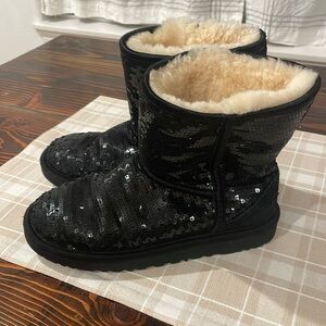 UGG Youth Black Sequin Boots